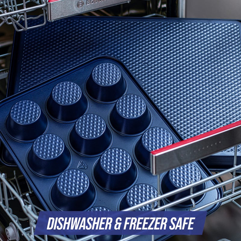 Blue Diamond Bakeware Diamond Infused Ceramic Nonstick, 18" x 13" Half Cookie Sheet Baking Pan, Dishwasher and Freezer Safe, PFAS-Free, Blue - Image 5
